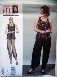 1355 EZ Vogue BETZINA KNIT TANK TOP,  DRAPE PANTS PATTERN ABC-GHIJ Uncut
